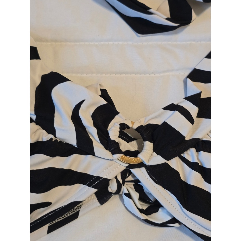 Michael Kors Zebra Print Bikini Set Women Size L Black White Resortwear - Picture 3 of 7